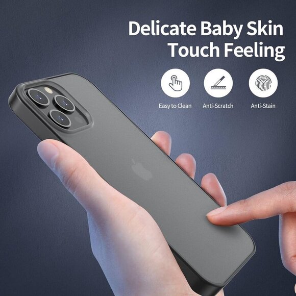 Black Rim Smoke Translucent Case iPhone 12/12 Pro Slim Shockproof Partial Matte - Picture 3 of 8